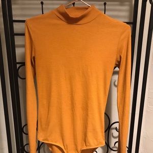 Zara Mustard Mock Turtleneck Bodysuit Leotard
